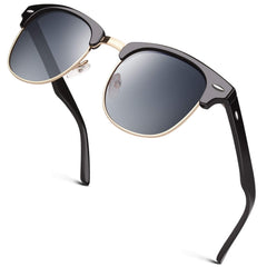 GQUEEN Classic Horn Rimmed Semi Rimless Polarized Sunglasses for Men Women GQO6