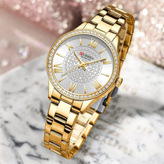 Curren 9084 Fashion Casual Luxury Quartz Women's Watches Waterproof Automatic Watches Original Design Elelgant Lover's Gift Diamond Gold Women's Watch - Gold