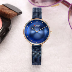 CURREN Original Women's Girls Sports Waterproof Stainless Steel Quartz Wrist Watch 9029 Blue