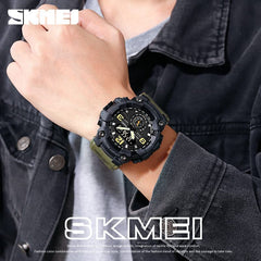SKMEI Men's Digital Sports Watch, Military Waterproof Watches LED Screen Large Face Stopwatch Alarm Wristwatch - Black