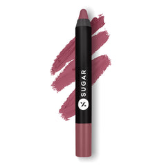 SUGAR Cosmetics Matte As Hell Crayon Lipstick 07 Viola (Mauve Nude) With Free Sharpner, 2.8 g