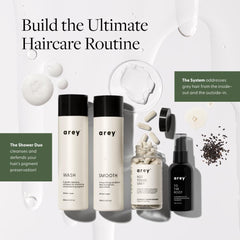 Arey The System Hair Serum and Supplements | Slows Grey Hair Growth, Promotes Healthier Hair & Repigments with Mela-9β’ Complex, Antioxidants & Vitamins | Vegan, Oil-Free, Scent-Free (1 Month Supply)