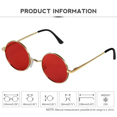 KANASTAL Hippie Round Polarized Sunglasses for Women Men, Small Circle Sun Glasses Classic Vintage Retro Shades Metal Frame UV400 Protection