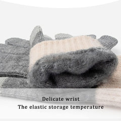 NALACAL Winter Gloves, Women Touch Screen Knitted Thermal Grey Wool Soft Lining Elastic Cuff Mittens, for Hiking Cycling Driving Skiing Outdoor Sports