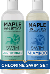 Maple Holistics After Swim Shampoo and Conditioner Set - Chlorine Shampoo and Conditioner for Swimmers with Tea Tree and Rosemary Oil - Clarifying Shampoo for Hard Water Chlorine and Saltwater with Replenishing Oils