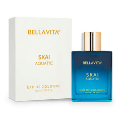 Cologne for men - Skai Aquatic Cologne for Men & Women with Bergamot, Pink Pepper | Long Lasting Cologne for men, 20% Perfume Oil Concentration | Unisex | Vegan | Not tested on animals | 3.3 Fl.oz