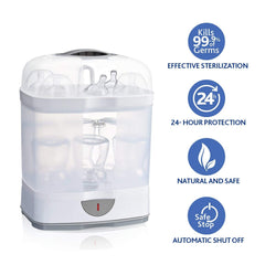Chicco 2 in 1 Sterilizer, Adjustable Natural Steam Sterilizer for Bottles, with 2 Configurations, Quick and Easy to Use, Up to 6 x 330ml Bottles, White