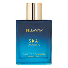 Cologne for men - Skai Aquatic Cologne for Men & Women with Bergamot, Pink Pepper | Long Lasting Cologne for men, 20% Perfume Oil Concentration | Unisex | Vegan | Not tested on animals | 3.3 Fl.oz
