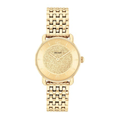 COACH WOMEN'S GOLD DIAL IONIC PLATED THIN GOLD STEEL BRACELET WATCH - 14504370