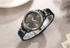 CURREN Watch 9009 Women's Quartz Watch Designer Crystal Wristwatch Ladies Watch (with Original Box) - BLACK