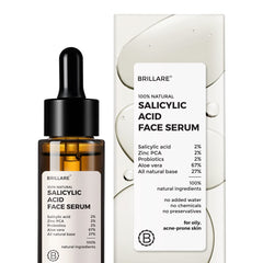 BRILLARE 2% Salicylic Acid Serum for Oily & Acne Prone Skin with Zinc & Aloe vera, Clear Excess Oil & Remove Dead Skin Cells, Suitable for Hyper Pigmented Skin, 100% Natural Face Serum - 30ml