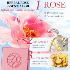 KORNTEEN Rose Flower Essential Oil Soap, 100g, Multi-Purpose, Rich Lather, Deep Cleanse, Refreshing, Oil Control, Silky Smooth