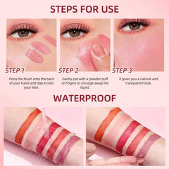 KANZA - Rose Cream Liquid Blush | Natural Matte Finish Looking, Dewy Cheek Tint | Soft Cream Face Blush Stick | Long-Wearing,Perfect Blending Liquid Blush Makeup for Cheeks|3.5g (#02 Red Tomato)