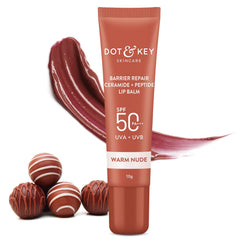 Dot & Key Ceramide & Peptide Barrier Repair Lip Balm Spf 50, Pa+++|Warm Nude, Normal Skin Type|Uva/Uvb Lip Protection|Soft Tinted Lip Moisturizer|Boosts Collagen & Instantly Plumps Lip|10Gm