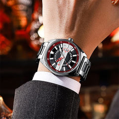 CURREN Men's Quartz Sports Brand Luxury Business Waterproof Automatic Date Stainless - SILVER