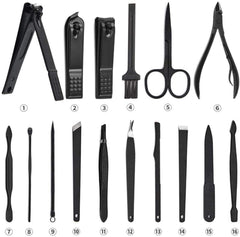 blue jw Manicure Set, Professional Stainless Steel Pedicure Nail Clipper Tools Kit with PU Leather Folding Case,Women Men Nail Scissors Nail Cutter Set,16 In 1 Travel Grooming Care Tool Kits