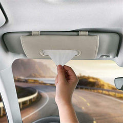 Showay Car Visor Tissue Holder, Leather Napkin Cover, Paper Dispenser For & Backseat, Vehicle(Beige)