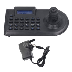 Eujgoov 4D Surveillance Keypad Controller, Joystick Analog PTZ Camera Keyboard LCD Display Screen 4D PTZ Camera Controller (UK Plug)