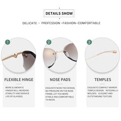 AEVOGUE Sunglasses For Women Oversized Rimless Diamond Cutting Lens Sun Glasses AE0534