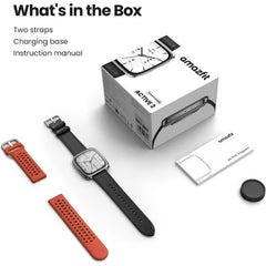 Amazfit Active 2 Square Premium Smart Watch (A2440) - Black Leather