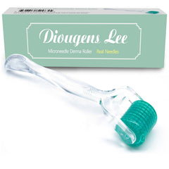 Diougens Lee Derma Roller Real Needle - 192 Stainless Steel Microneedling Roller for Glowing Skin & Hair Beard Growth - w/Storage Case