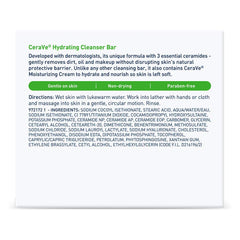 CeraVe Hydrating Cleanser Bar | Soap-Free Body and Facial Cleanser with 5% Cerave Moisturizing Cream | Fragrance-Free |2-Pack, 4.5 Ounce Each