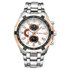 Curren Casual Military Sport Male Wrist Watch - Silver