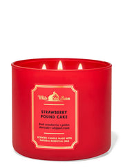 Bath & Body Works White Barn and Strawberry Pound Cake 3 Wick Scented Candle 14.5 oz / 411 g