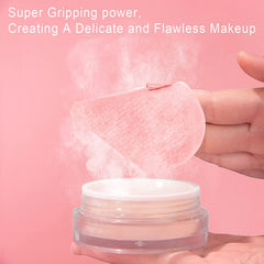 EVAOUXIU 2 Pcs Triangle Powder Puff for Face Powder, Soft Plush Setting Powder Puff, Velour Cosmetic Foundation Blender Sponge Beauty Makeup Tools (Pink&Nude)