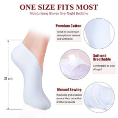 ELECDON Moisturizing Socks and Gloves Set, 4 Pairs Spa Socks and 4 Pairs White Gloves for Dry Hands, White Cloth Gloves Premium Cotton Spandex Socks, Cosmetic Moisturizing Socks for Women and Men
