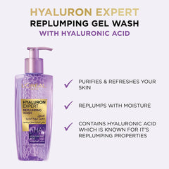 L’Oréal Paris Hydra Genius Aloe Water 72H Liquid Moisturizer, 70 ml & L’Oréal Paris Hyaluron Expert Replumping Face Wash with Hyaluronic Acid - 200ml
