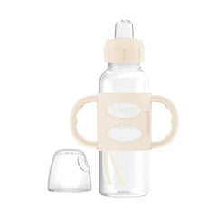 Dr. Brown's Narrow Transitional Sippy Bottle with Silicone Handles 8oz 250mL Ecru 1 Pack, 1 Count Pack of 1, 1 Pack, Ecru, 1 Count (Pack of 1)