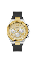 Guess Equity Multi-Function Analog Watch for Men, 44 mm Case Width, Black/Champagne