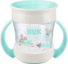 NUK Mini Magic Cup Sippy Cup | 360° Anti-Spill Rim | 6+ Months | Easy Grip Handles | BPA-Free | 160 ml | Blue Mouse, 10255607