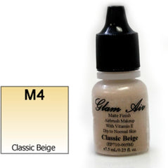 Airbrush Makeup Foundation Matte Finish M4 Classic Beige Water-based Makeup Long Lasting All Day Without Smearing Running, Fading or Caking 5ml Bottle By Glam Air