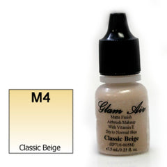 Airbrush Makeup Foundation Matte Finish M4 Classic Beige Water-based Makeup Long Lasting All Day Without Smearing Running, Fading or Caking 5ml Bottle By Glam Air