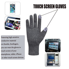 Tomily Womens Touch Screen Phone Fleece Windproof Gloves Winter Warm Wear - Black / Grey