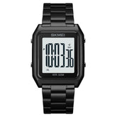 SKMEI Mens Wrist Watch, Business Casual Mens Watches with Stainless Steel Waterproof Chronograph Quartz Watch for Men, Black White, 1.73*1.42*0.47inches, casual