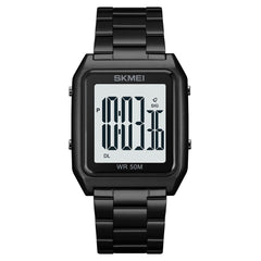 SKMEI Mens Wrist Watch, Business Casual Mens Watches with Stainless Steel Waterproof Chronograph Quartz Watch for Men, Black White, 1.73*1.42*0.47inches, casual