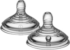 Tommee Tippee Closer to Nature Baby Bottle Teats, Breast-Like, Anti-Colic Valve, Soft Silicone, Slow Flow, 0m+, Pack of 2