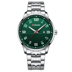 CURREN Fashion Design Stainless Steel Quartz Watches Casual Simple Wrist Watch Men Luminous Wrist Watch 8411 - SILVER GREEN