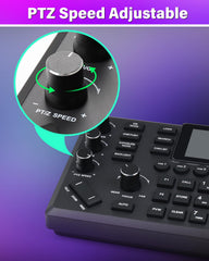 FoMaKo PTZ Controller PoE NDI Camera Controller, IP PTZ Camera Controller Keyboard with 4D Joystick for Live Streaming, PTZ Network Keyboard Visca PELCO D/P RS232 RS485 LCD Screen (KC608 Pro)