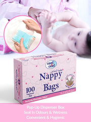 Cool & Cool Nappy Bags 100's- Mildly Scented Diaper Disposable Bags + Baby Wipes 80's - Alcohol Free, Fragrance-Free, Ultra Soft - Combo Pack