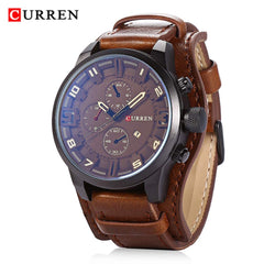 Curren 8225 Casual Decorative Sub-dial Male Quartz Watch Brown watch for Men - Casual Watch Brown