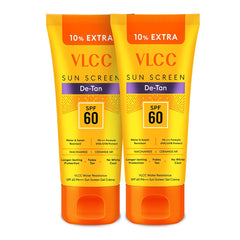 VLCC Sunscreen Gel Cream SPF 60 Pa+++, 100g + 25g Extra (Pack of 2) With Niacinamide, Ceramide and Vitamin E, Protects from UVA and UVB Rays and Damage