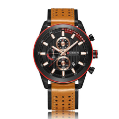 CURREN 8292 Men Quartz Movement Wristwatches Fashion&Casual Leather Band Alloy Case Auto Date - black rose gold