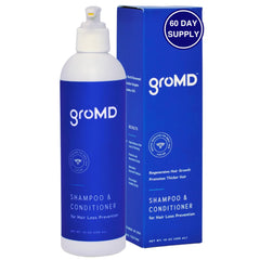 GroMD Doctor-Developed Hair Growth Stimulating Shampoo & Conditioner, 10 oz, DHT Blocking Patented Ingredients, Capixyl, Hairgenyl, Argan Oil, Biotin, Daily Use for Men & Women