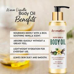 Warm Vanilla Body Oil, After Bath oil for Daily Use. Glowing Skin & Deep Hydration for Dry Skin. Winter Moisturizer with Natural Oils. Non-Greasy, Nourishing Formula β 200ml