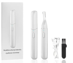Tengcang Epilators Electric Eyebrow Trimmer Eyebrow Hair Remover Rechargeable Facial Hair Trimmer Painless Shaver Portable Eyebrow Shaper for Men and Women (White)