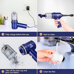 KALI JOY Car Vacuum Cleaner Cordless, Portable Handheld Vacuum Air Duster, Portable for Car, Home, Office, Pet, USB Rechargeable, Blow 2 In 1 9000PA/120W Powerful Suction (BLUE)